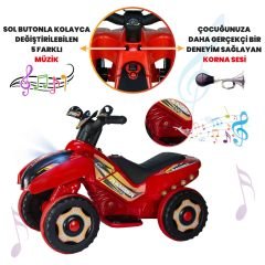 Uj Toys Müzikli ve Led Işıklı Akülü Atv 6V Ranger-Kırmızı