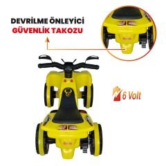 Uj Toys Müzikli ve Led Işıklı Akülü Atv 6V Ranger-Sarı