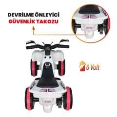 Uj Toys Müzikli ve Led Işıklı Akülü Atv 6V Ranger-Beyaz Prenses