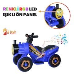 Uj Toys Müzikli ve Led Işıklı Akülü Atv 6V Buddy-Mavi