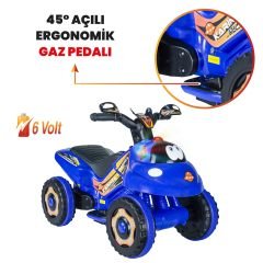 Uj Toys Müzikli ve Led Işıklı Akülü Atv 6V Karınca-Mavi