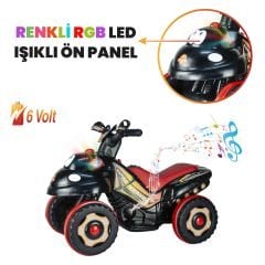 Uj Toys Müzikli ve Led Işıklı Akülü Atv 6V Karınca-Siyah