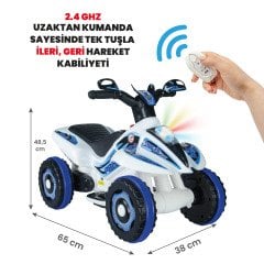 Uj Toys Uzaktan Kumandalı Akülü Atv 6V Safari-Beyaz Polis