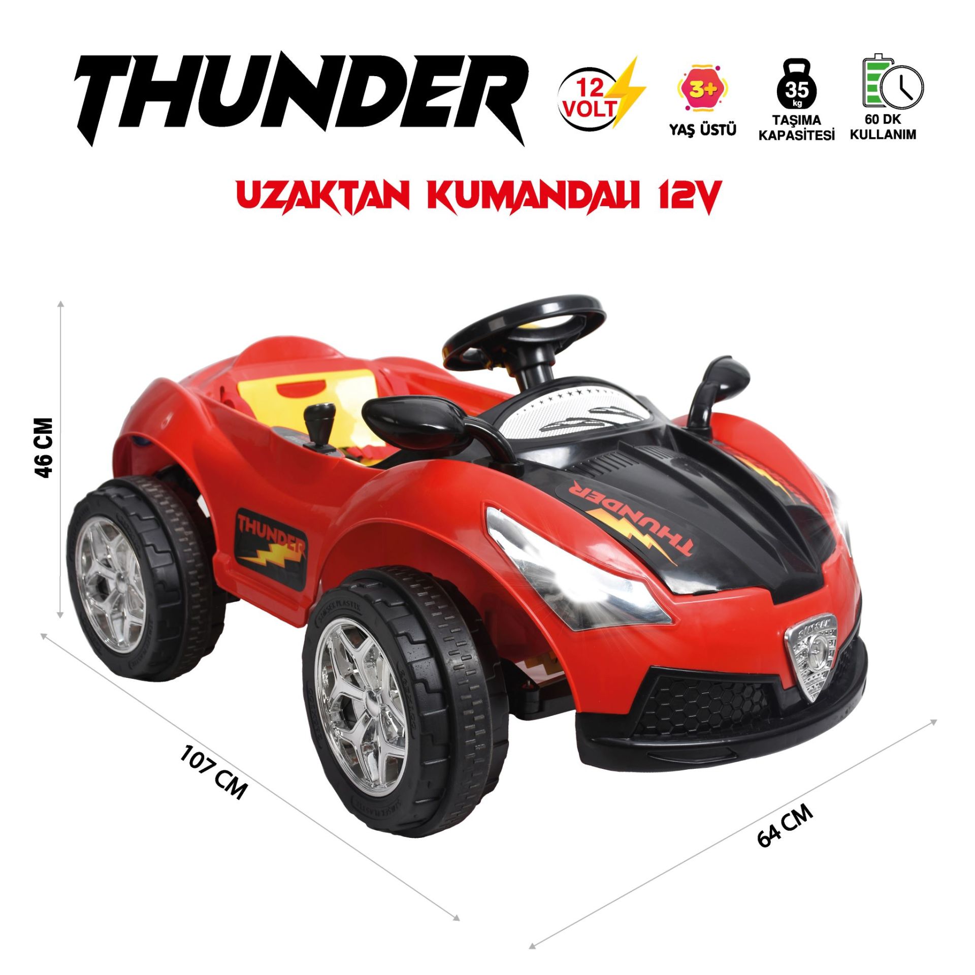 Uj Toys Thunder 12V Akülü Araba Kırmızı