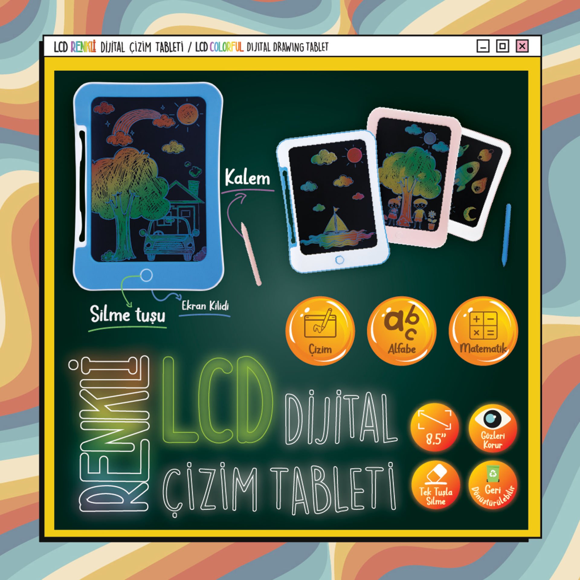 Uj Toys Renkli LCD Yazı Tableti