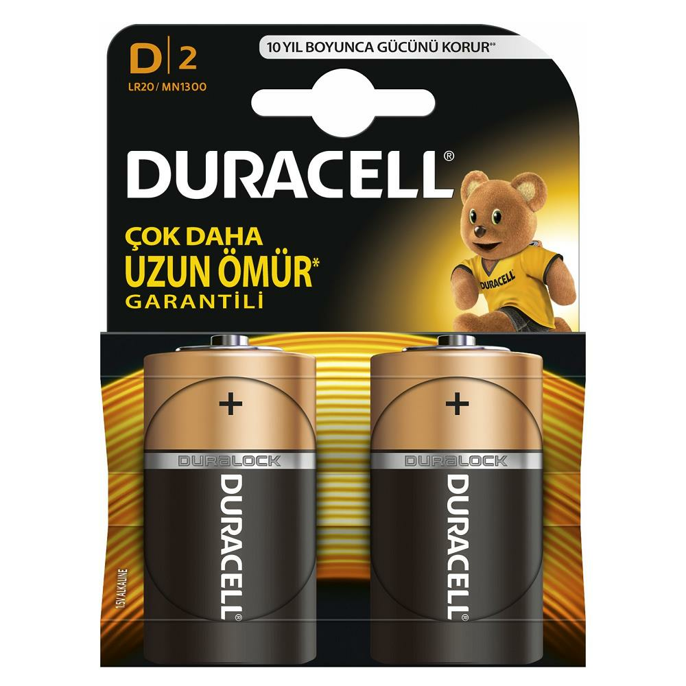 Duracell LR20/MN1300 Alkalin D Büyük Boy Pil 2'li Paket
