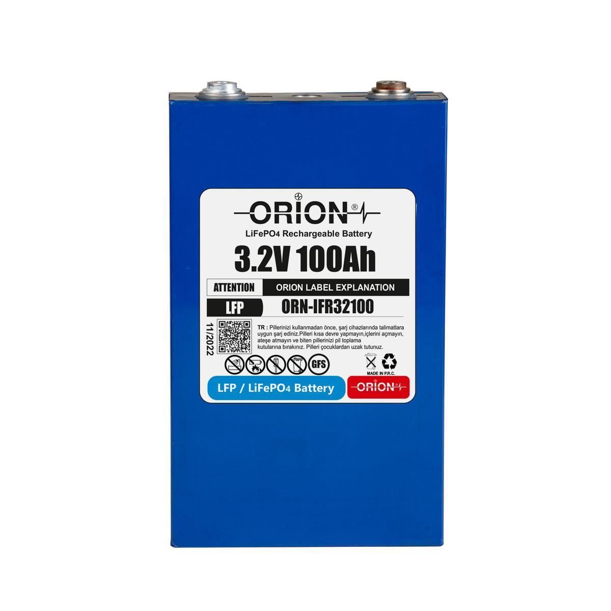 Orion LiFePO4 3.2V 100Ah Prizmatik Pil