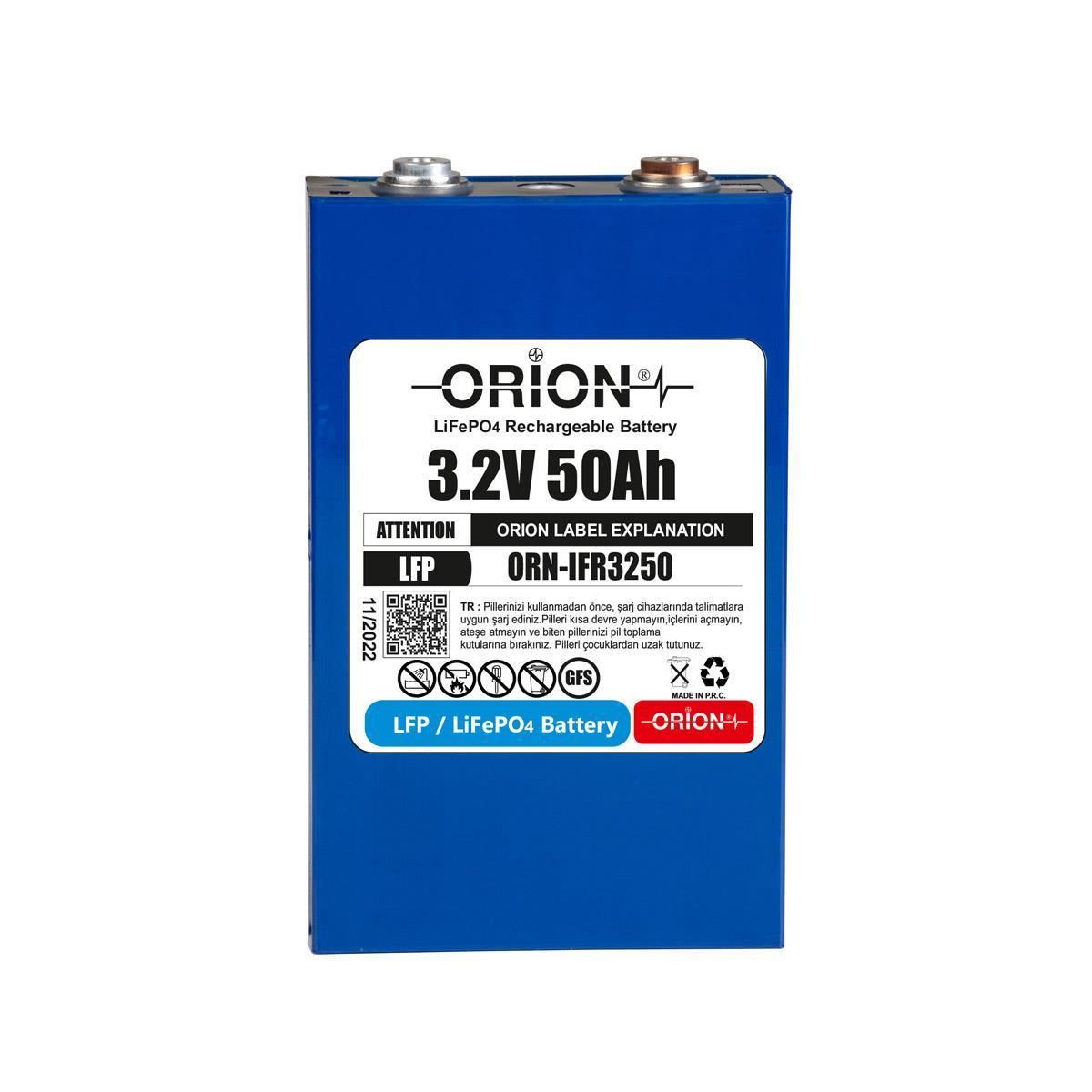 Orion LiFePO4 3.2V 50Ah Prizmatik Pil