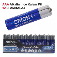 Orion LR03 AAA Alkalin İnce Kalem Pil 12'li Paket