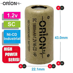 Orion 1.2V Ni-Cd SC 1800mAh Şarj Edilebilir Pil - HP