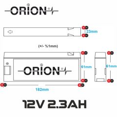 Orion ORN1223CA 12V 2.3Ah  M1000/VBF1E Lead Acid Bataryası
