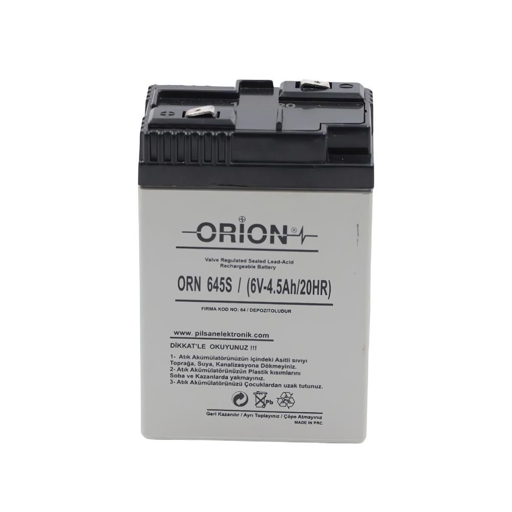 Orion ORN645S 6V 4.5 Ah Işıldak Aküsü - Geçmeli Tip Akü