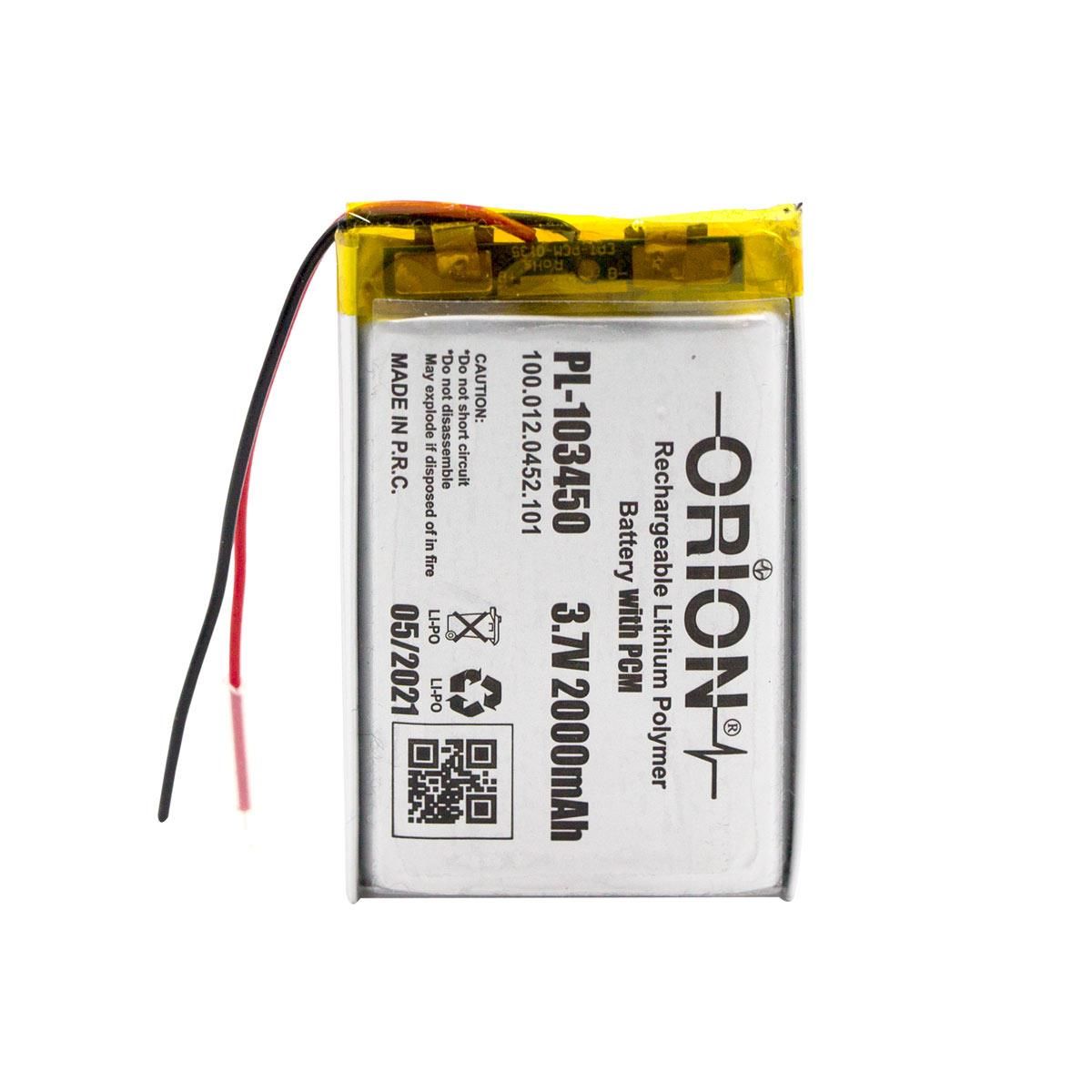 Orion 103450 3.7V 2000mAh Şarj Edilebilir Lityum Polimer Pil - BMS'Li