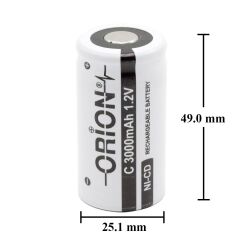 Orion 1.2V Ni-Cd C Orta Boy 3000mAh Şarj Edilebilir Pil