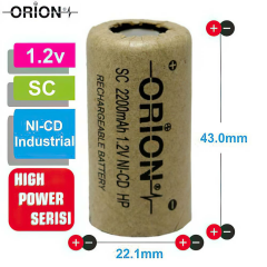 Orion 1.2V Ni-Cd SC 2200mAh Şarj Edilebilir Pil - HP