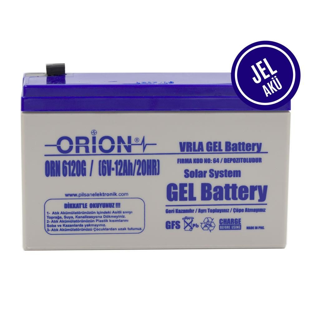 Orion 6V 12Ah Bakımsız Jel Akü - 08/2021 Üretim