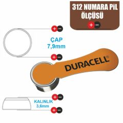 Duracell Activair 312 Numara İşitme Cihazı Pili 6'lı Paket