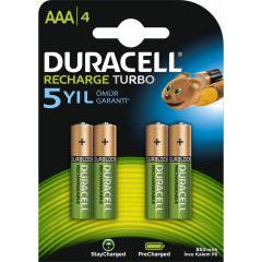 Duracell HR03 1.2V 850mAh AAA Şarj Edilebilir İnce Kalem Pil 4'lü Paket