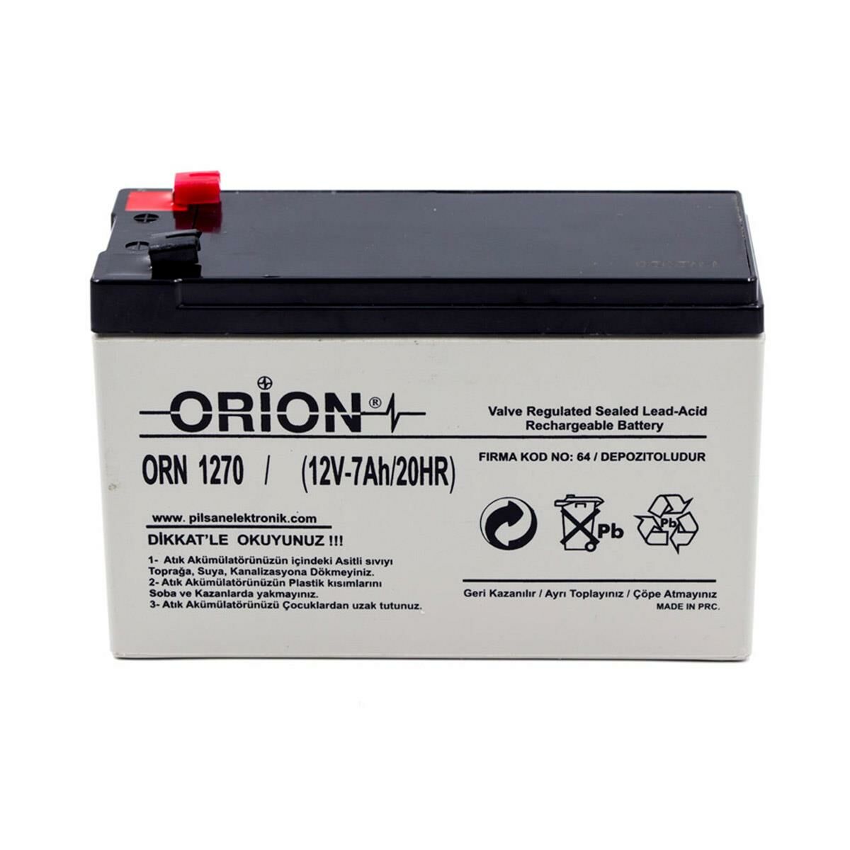 Orion ORN1270 12V 7.0Ah Bakımsız Kuru Akü - 10/2022 Üretim