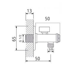 Filtreli Ara Musluk Pirinç Gövde G1/2 - 3/8 Banyo Ara Musluğu