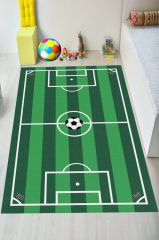 Dot Taban- Futbol Sahası Desenli Yeşil Renkli Modern Çocuk Odası Halısı