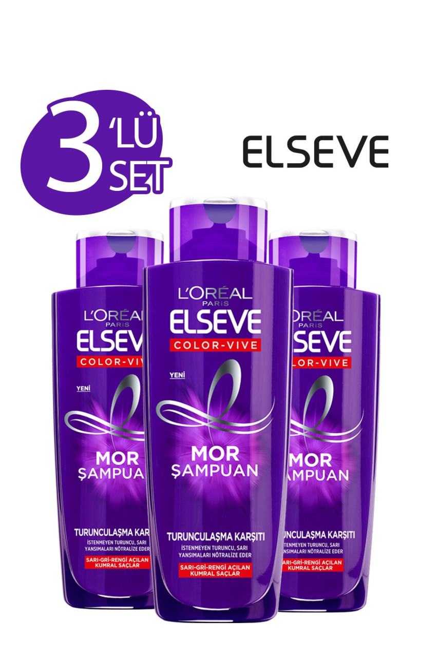 Elseve 3'lü Turunculaşma Karşıtı Mor Şampuan 200 ml Seti