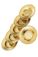 6 lı Gold Metalik Görünümlü Mika Çay Tabağı Dövme Altın Tabak