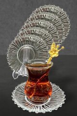 6 Adet Çay Tabağı Kristal Desenli Diamond 12cm