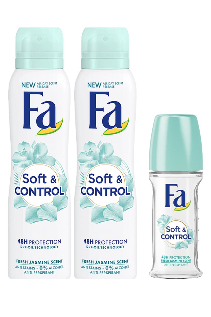 Fa Deodorant Soft&Control 150ml x 2 adet+Roll-on Soft&Control 50ml