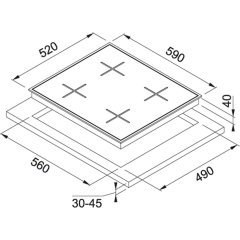 Franke Cam Ocak, 4 Gözlü, Gaz Emniyetli,Döküm Izgaralı Ocak Glass Lınear Square Fhns 604 4G Bk C Siyah Cam