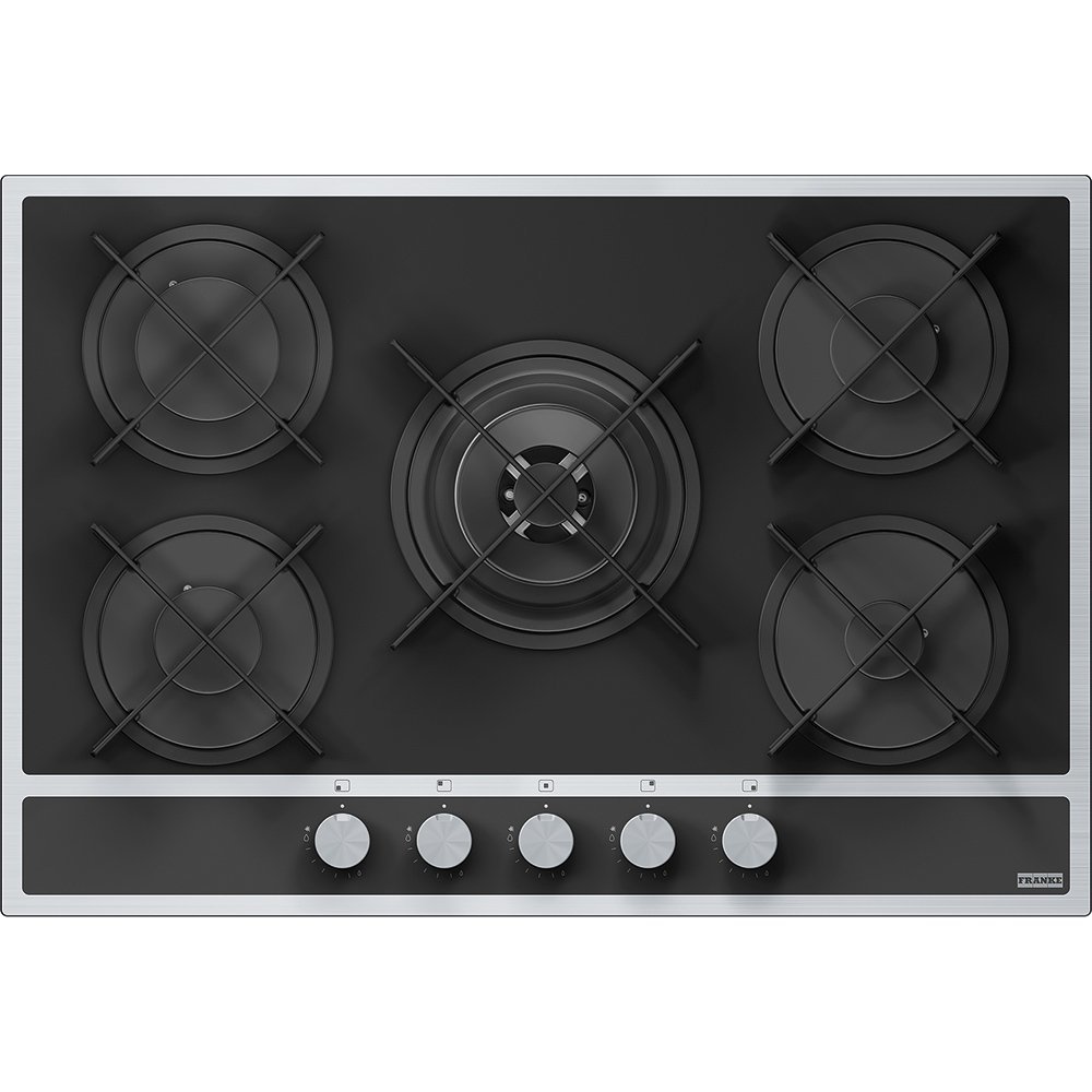 Franke 5 Gözlü Siyah, Cam, Gaz Emniyetli, Ocak Marıs Fhma 755 4G Dc Ml E Inox+Black Glass