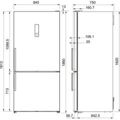 Franke Buzdolabı, Çift Kapılı, 588 lt. İç Hacim, İnox Renk, Ffcb 620 Nf Xs A++