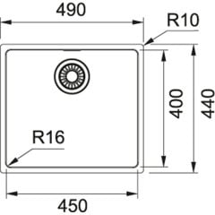 Franke Çelik Evye, Tek Gözlü, Damlalıksız, Tezgah Altı, Marıs Mrx 110-45 Inox