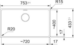 Franke Maris, Tezgâh altı, 753x433 mm, Bianco, MRG 110-72  Granit Evye