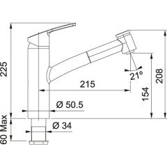 Franke SMART Duşlamalı Armatür, Tek Kumandalı, 120 Derece Dönebilen Su Çıkış Borusu, Çıkarılabilen Metal Spiral, Krom Renk