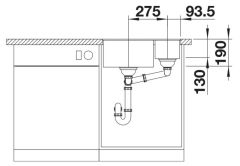 BLANCO SUBLINE 340/160-U Büyük Göz Sol Siyah Evye