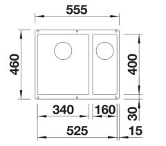 BLANCO SUBLINE 340/160-U Büyük Göz Sol Alu Metalik