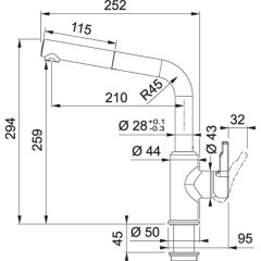 Franke Evye Armatürü, Tek Kumandalı, Çıkarılabilen Metal Spiral, Seramik Diskli, 150 Derece Dönebilen Su Çıkış Borusu, Çelik Örgü Borusu, Bianco Renk