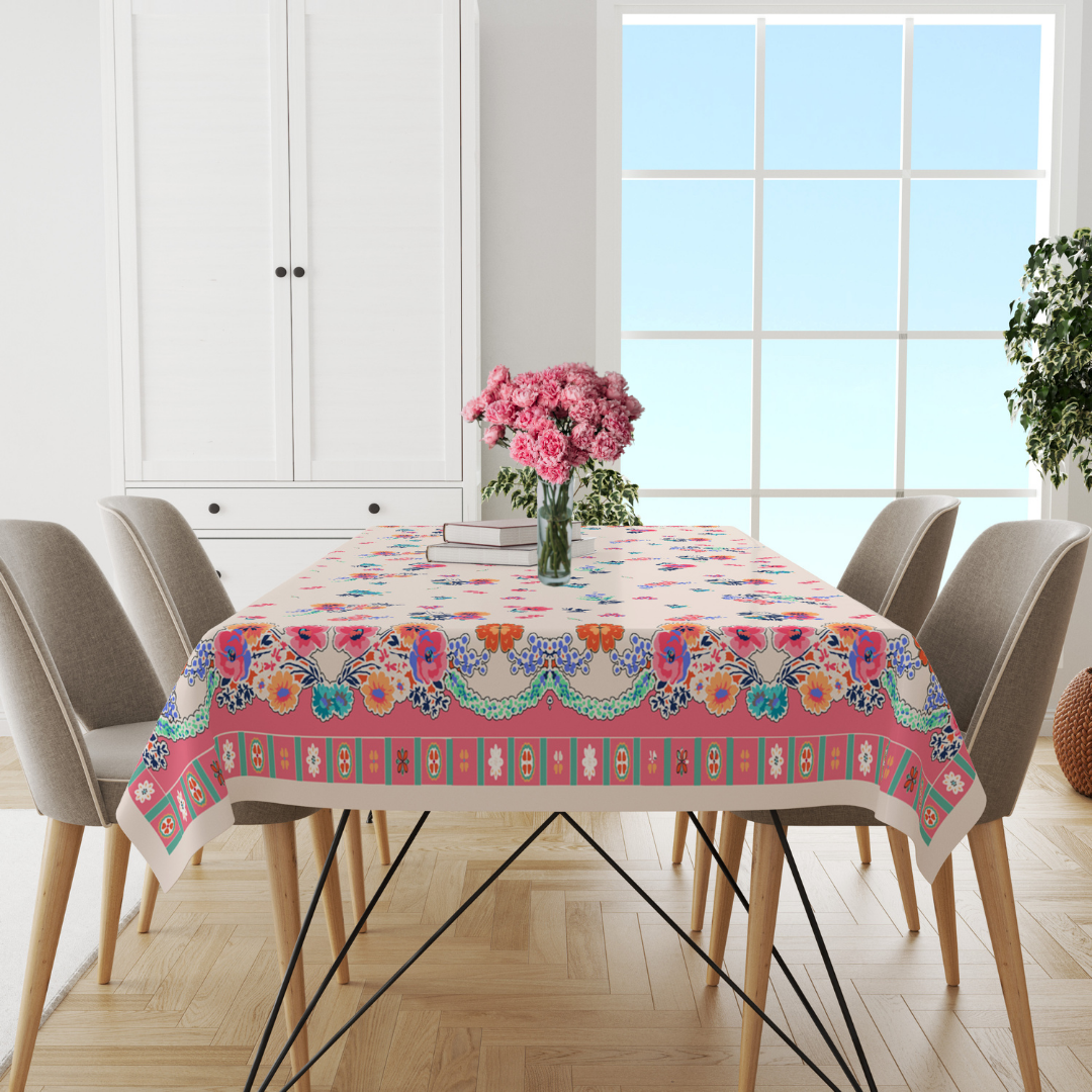 140 x 180 cm Pembe Çiçekli  Masa Örtüsü