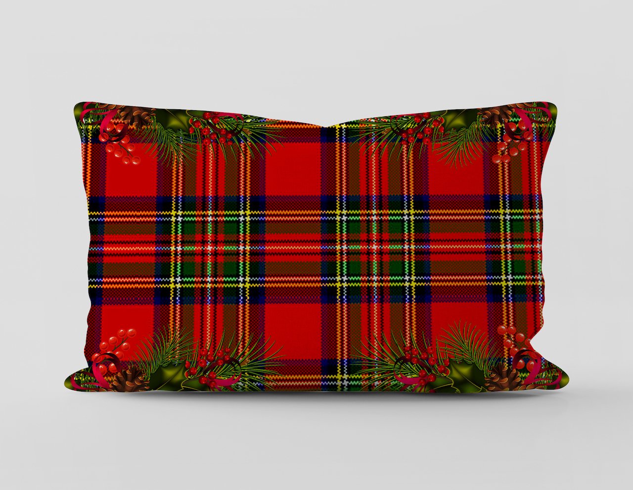 Yılbaşı Christmas Temalı Royal Ekose 30 x 50 cm Kırlent Kılıfı