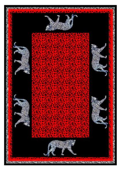 Kırmızı Siyah Leopar 140x200 cm Masa Örtüsü