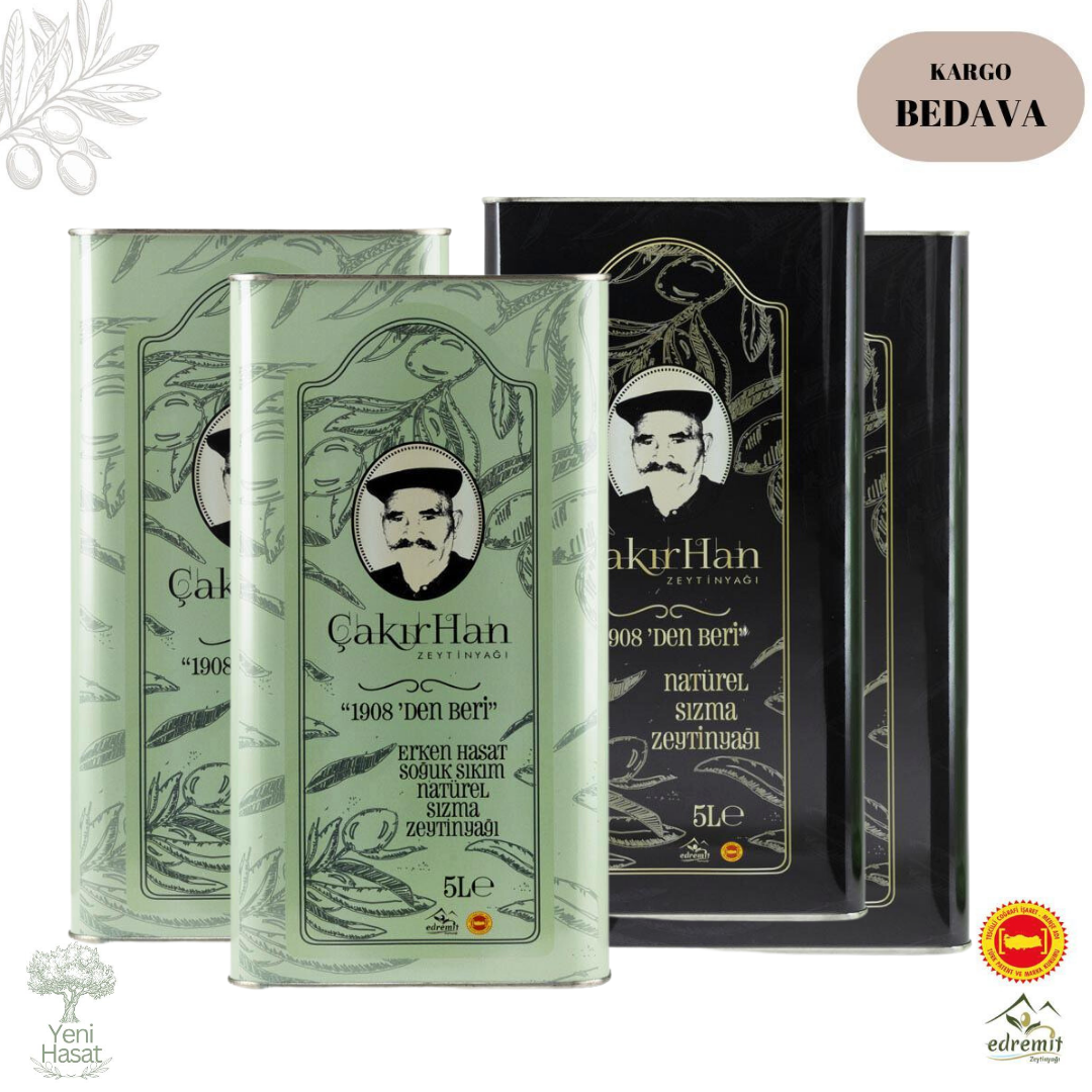 Kampanya! Çakırhan 2 Adet Naturel Sızma Zeytinyağı + 2 Adet Erken Hasat Zeytinyağı 4x5LT