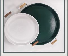 51 CM VE 37 CM 2Lİ Metal Yuvarlak Sunum Tepsisi