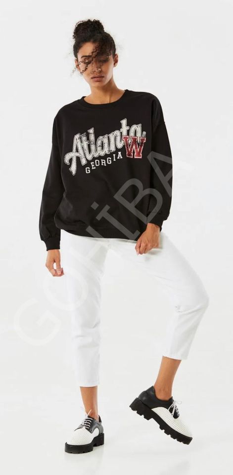 Baskılı Oversize Sweatshirt ﻿