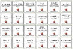 12 adet kapağı kendinden kaşıklı ve etiket hediyeli baharatlık seti