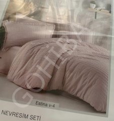 %100 PAMUKLU NEVRESİM SETİ PÜSKÜLLÜ DETAYLI