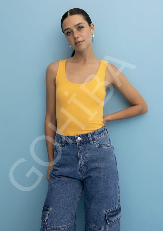 Askılı T-shirt yeşil - XL