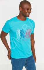 T SHIRT %100 PAMUKLU REGULAR FIT KISA KOLLU BASKILI XL