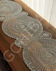 RUNNER GRİ DANTELLİ MASA ÖRTÜSÜ krem