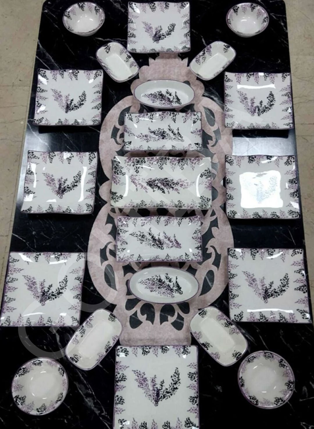 21 parça kahvaltı takımı lavander desen lila tutkusu